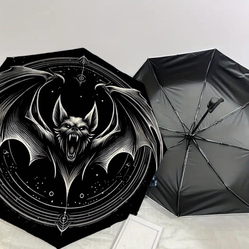 1pc Bat Symbol Tattoo Design Umbrella with Plastic Handle,Suitable for All Seasons Home Travel Outdoor UmbrellaDD1719