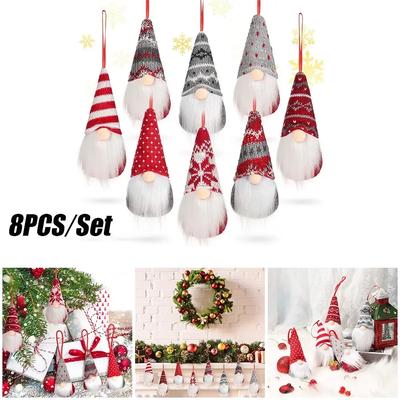 8 Stück Weihnachts-Puppe Anhänger Wichtel Plüsch Santa Puppe Weihnachten Gonk Zwerg Elf Geschenke Ornamente Für Weihnachtsfeier Heimdekoration