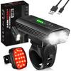 USB Rechargeable Bike Lights Set 6 Modes Bicycle Front Headlight and Back 4000LM