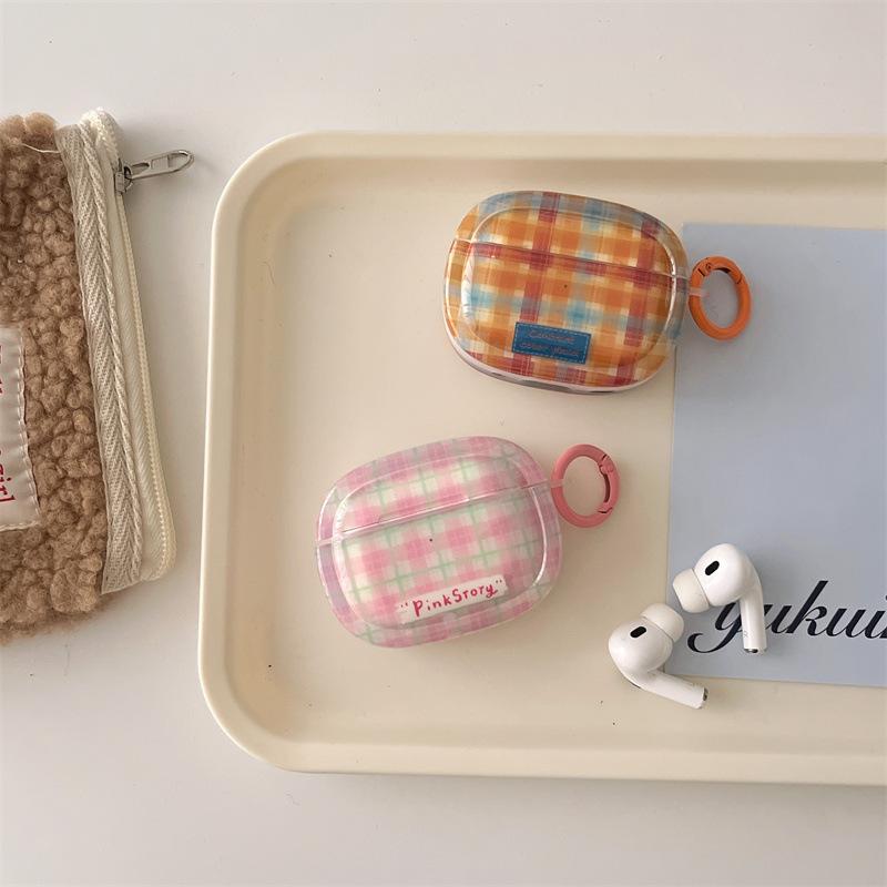 Korean ins contrasting color plaid for AirPods 1 /1 earphone protective case 1pro second and third generation girl minimalist