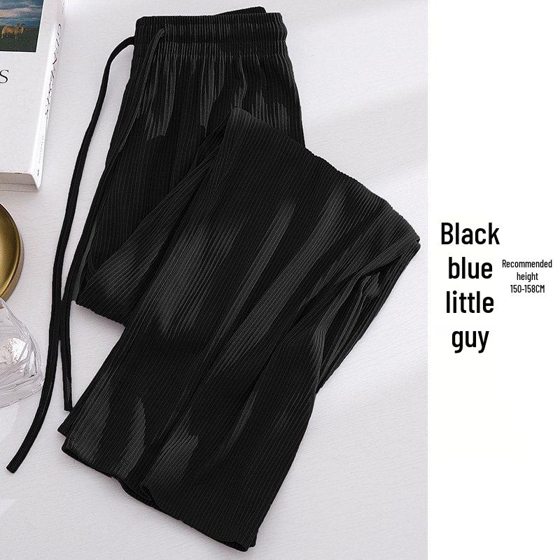 Ice Silk High-Waisted Wide-Leg Pants for Women - Summer Thin Style, Plus Size, Petite, Straight Leg, Drape, Casual, Slimming, Sun Protection