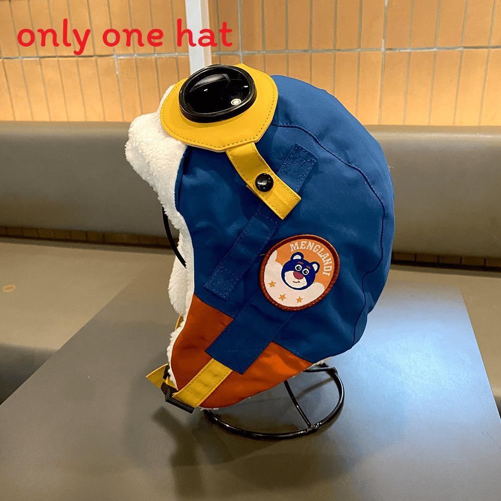 

Childrens Pilot Hat Warm Winter Outdoor Windproof Fleece Snow Girl Boy For 212 Years синий