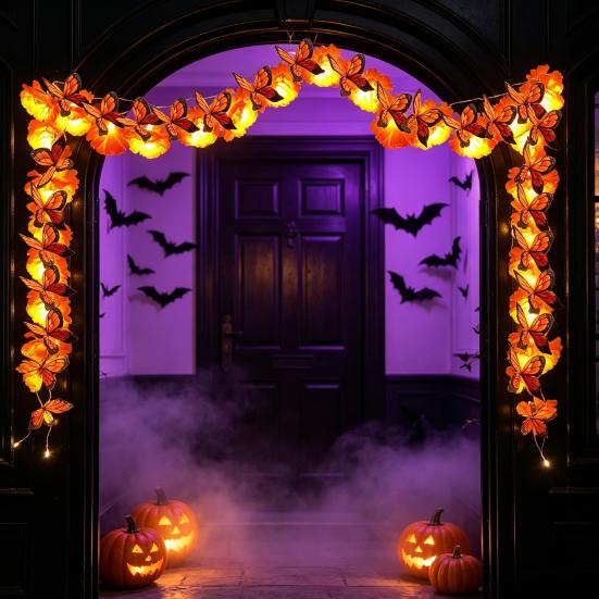 Indoor Outdoor Seasonal Accents Marigold Flower String Lights, Artificial Cempasuchil Decorative Lamps, Halloween Mantel Decorations Warm LED