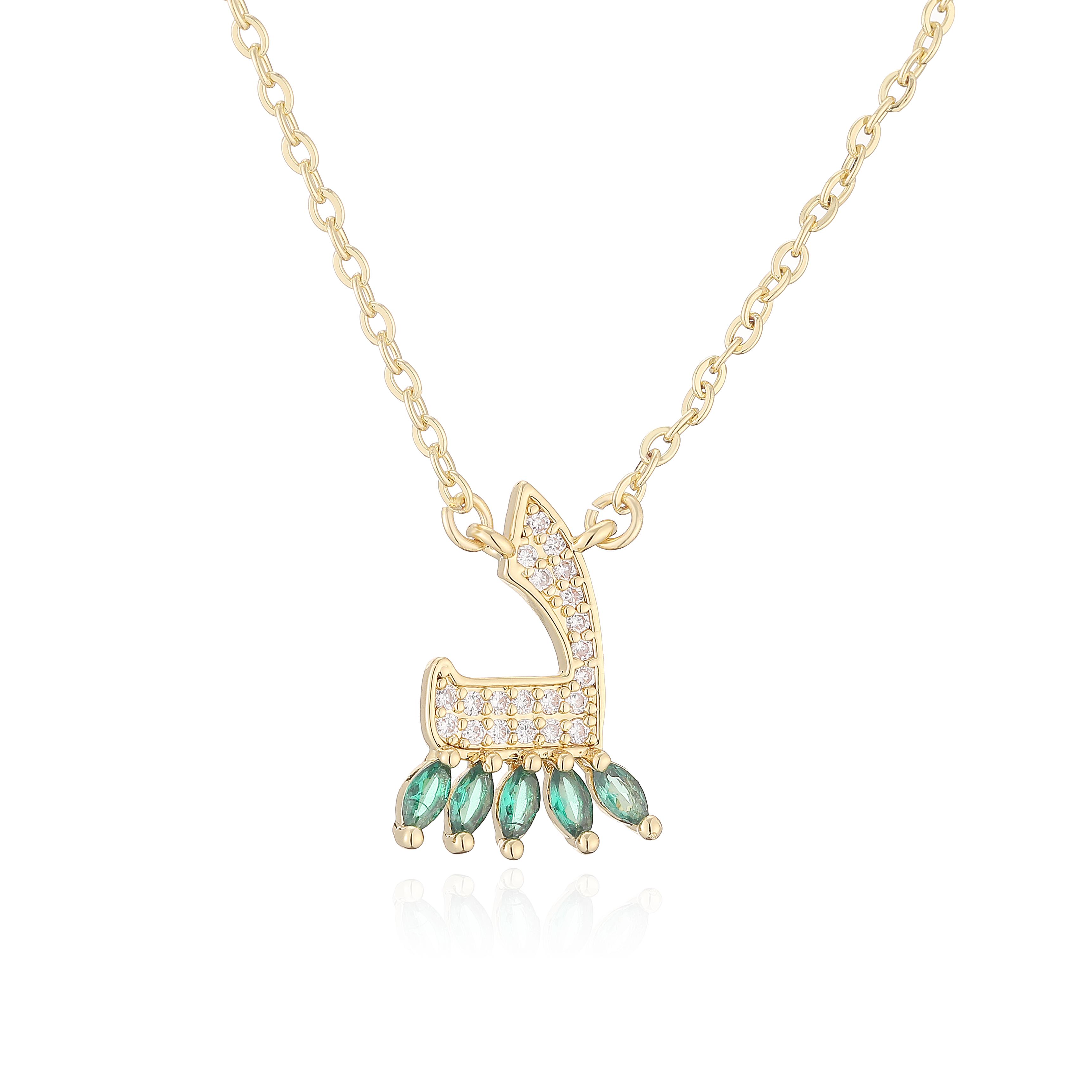 

HECHENG,Sweet and Cute Dinosaur-Shaped Zirconia Arabian Letter Charm Pendant Necklace with Collarbone Chain Body Zircon 1 Piece Other
