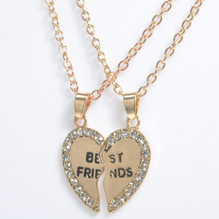 Gooden Friends Love English Pendant Pendant Necklace Fashion Two Rhinestones Alloy Flap Best Friends Necklace New Product Launch