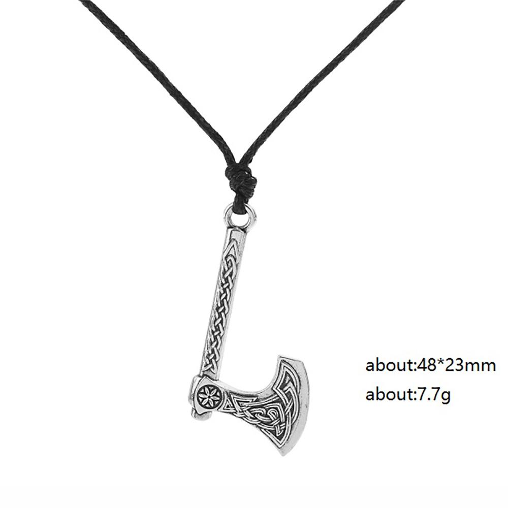 Viking Axe Necklace for Men Norse Runes Compass Pendant Vintage Amulet Jewelry Male Boy Gifts