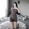 Womens Fashion Plus Mujer Size Fishnet Dress Sheer Club Nightclub Sexy Wrap Bodysuit Sheer Mesh Cutout Vestido Mini Dress