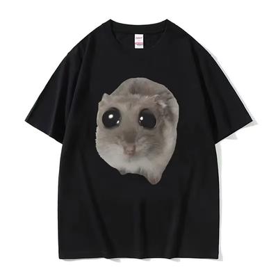 Grappige Verdrietige Hamster Meme Huilen Mannen Vrouwen Katoenen T-shirt Mode Zomer Casual Korte Mouw Streetwear Klassieke Print Unisex T-shirts