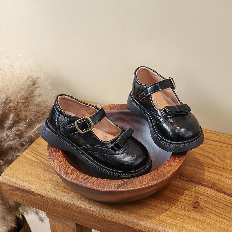 New Spring Girls British Mary Jane Shoes Soft Sole Anti Slip T Strap Buckle Flat Shoes