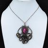 Natural Kingman Pink Dahlia Turquoise Pendant Copper Wire Wrapped Pendant Gemstone Jewelry Handmade Octopus Pendant Copper Jewelry For Gift