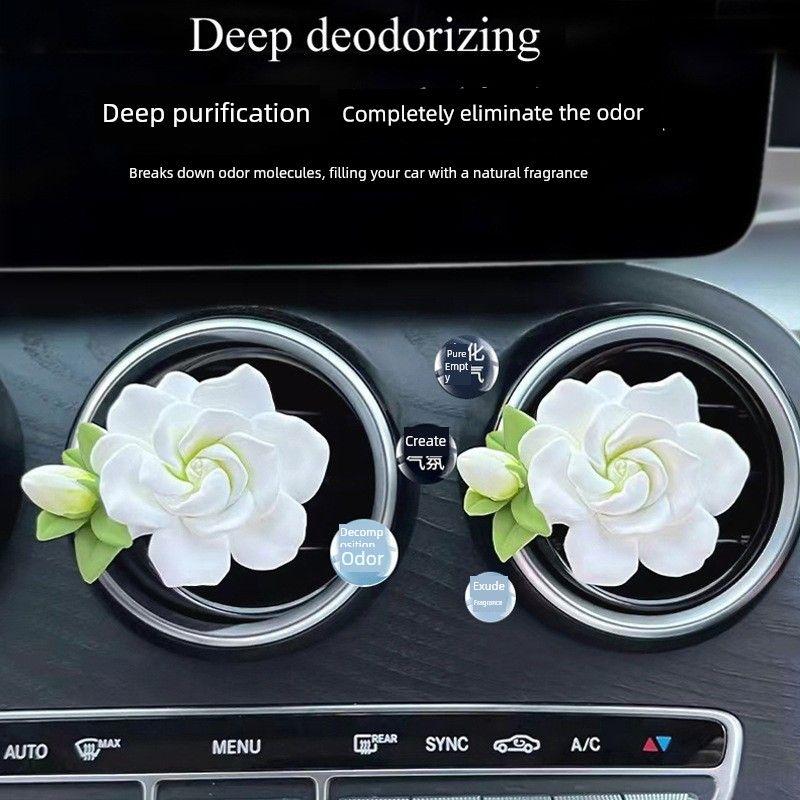 Gardenia Car Fragrance Diffuser Gypsum Car Perfume Car Air Conditioning Vent Decoration Aroma Essential Oil Ornament