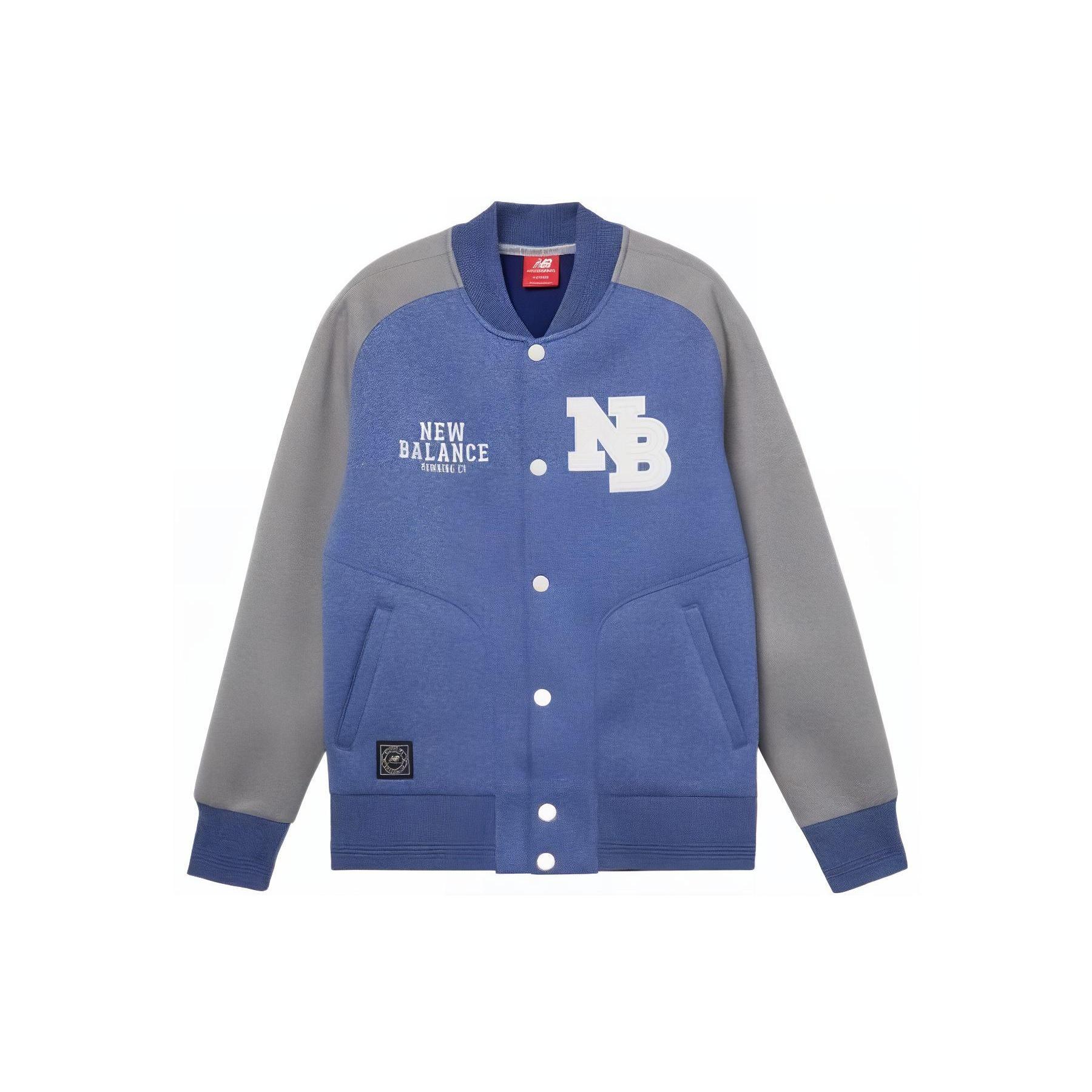 New Balance Stand Collar Woven Baseball Jacket Asia Sizing Blue Grey Men s AMJ61606-BNH L