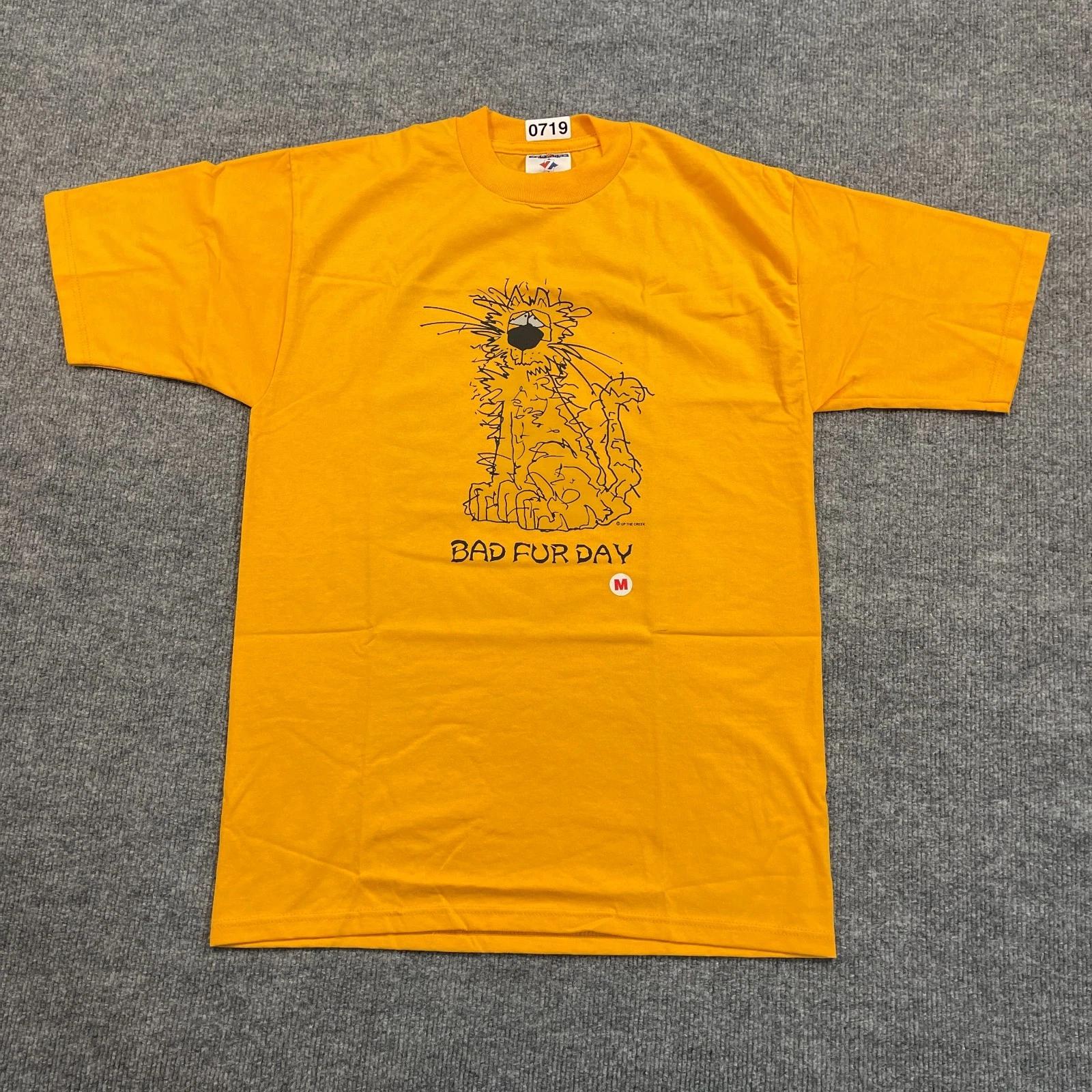 

NWOT Vintage 90s Jerzees Bad Furday Cat Shirt Medium 19x27 Yellow M