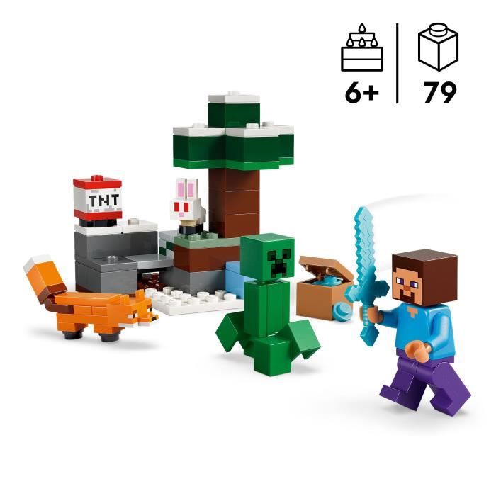 LEGO Minecraft 21583 Steves Abenteuer in der Taiga - Spiel für Jungen oder Mädchen ab 6 Jahren