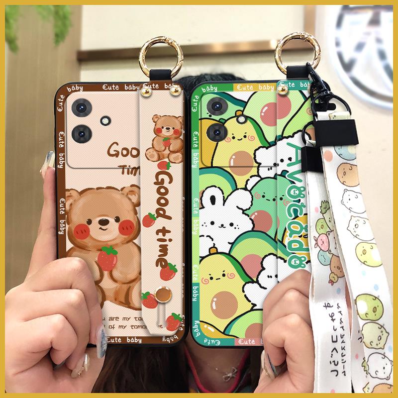 Back Cover Protective Phone Case For Cubot Note21 Cartoon Dirt-resistant Lanyard Anti-knock Wristband Ring Kickstand
