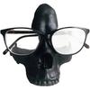 Skull Glasses Stand Holder, Creative Eyeglasses Holder, Resin Statue Ornament, Sunglasses Spectacle Display Rack for Home, Office, Desk, Nightstand
