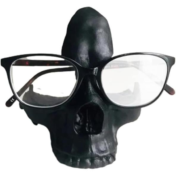 Skull Glasses Stand Holder, Creative Eyeglasses Holder, Resin Statue Ornament, Sunglasses Spectacle Display Rack for Home, Office, Desk, Nightstand