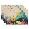 1PC Flowers Butterfly Table Pad Entomology Watercolor Table Mats Rectangle Durable Placemat Heat Insulation Burlap Kitchen Mat