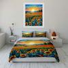 Sunflowers and Sunrise Landscape Bedding Duvet Cover Set  (1*Duvet Cover 2*Pillowcases, without duvet insert)