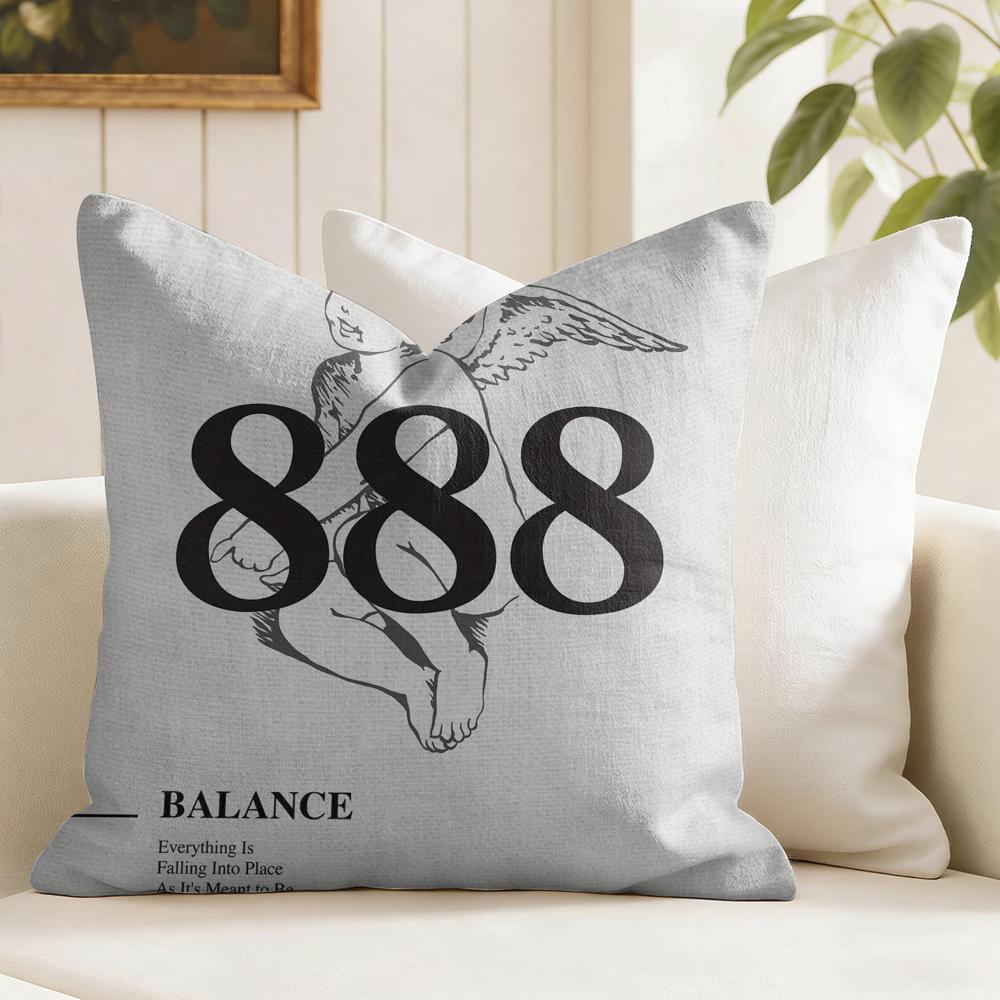 Angel Number Aesthetic Cushion Cover Summer Linen Pillow Case Organic Fabric Cushion Cover DoubleSided Print Sofa Home Decor