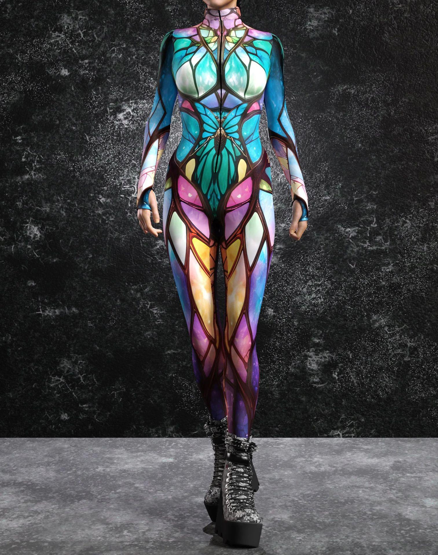 

3D цифровая печать сценические костюмы для взрослых Хэллоуин мероприятия карнавал тематическая вечеринка косплей костюм ролевые игры комбинезон Adult S