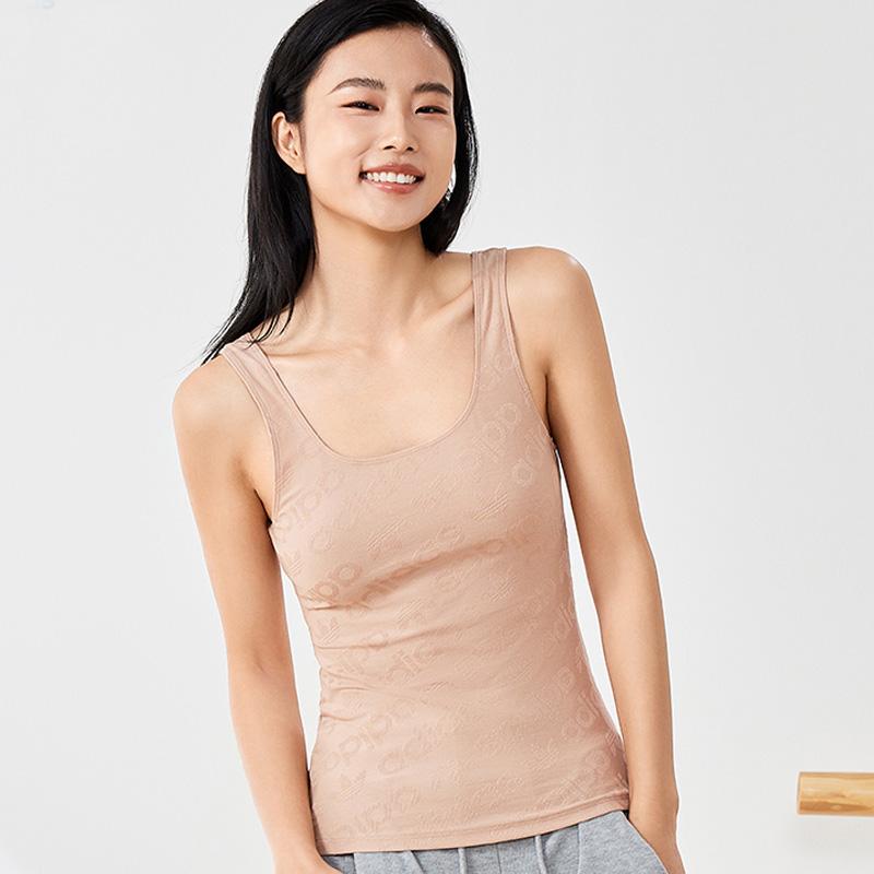Adidas Solid Color Letter Print Tank Top Women Tops Caramel 4A3H69-303