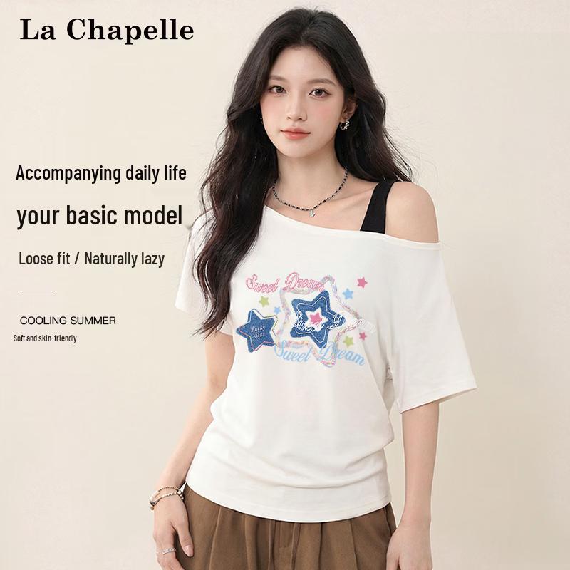 La Chapelle Women s American Retro Off-Shoulder T-Shirt S