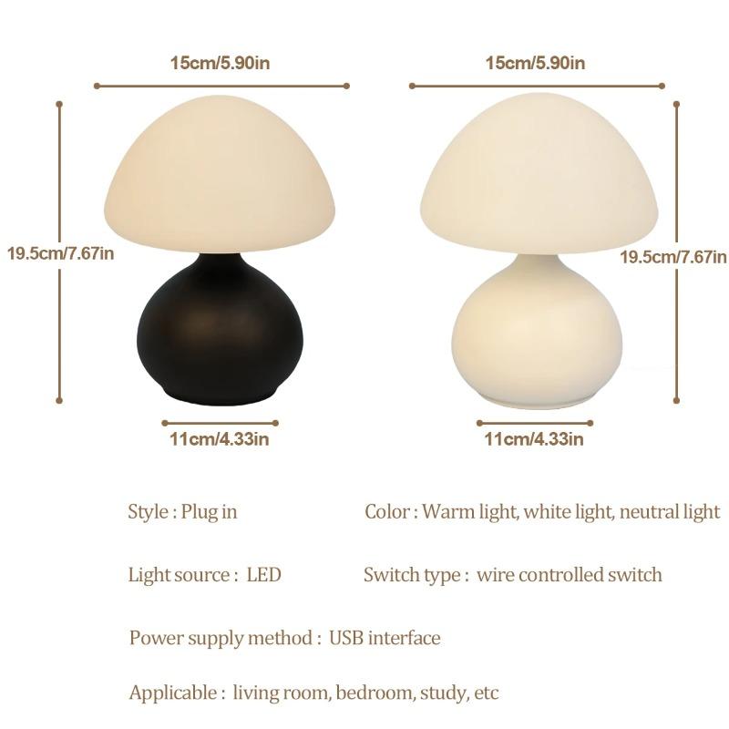 Modern Minimalist Mushroom Table Lamp Three Color Switching Infinite Dimming LED Atmosphere Lamp for Home Bedroom Bedside Decor