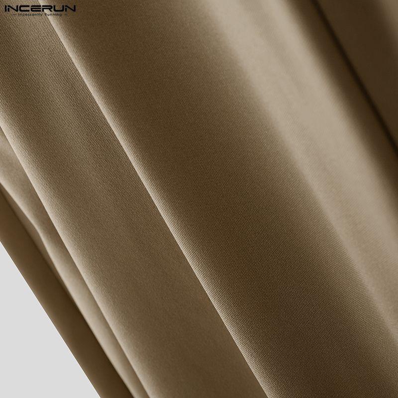INCERUN Men Zipper Waist Casual Long Drop-crotch Pants Harem Trousers