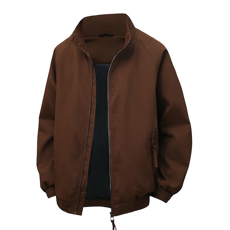 Spring and Autumn Stand Collar Casual Jacket Men's Middle-aged and Young Fashion Loose Fashion Solid Color Jacket Versatile Top