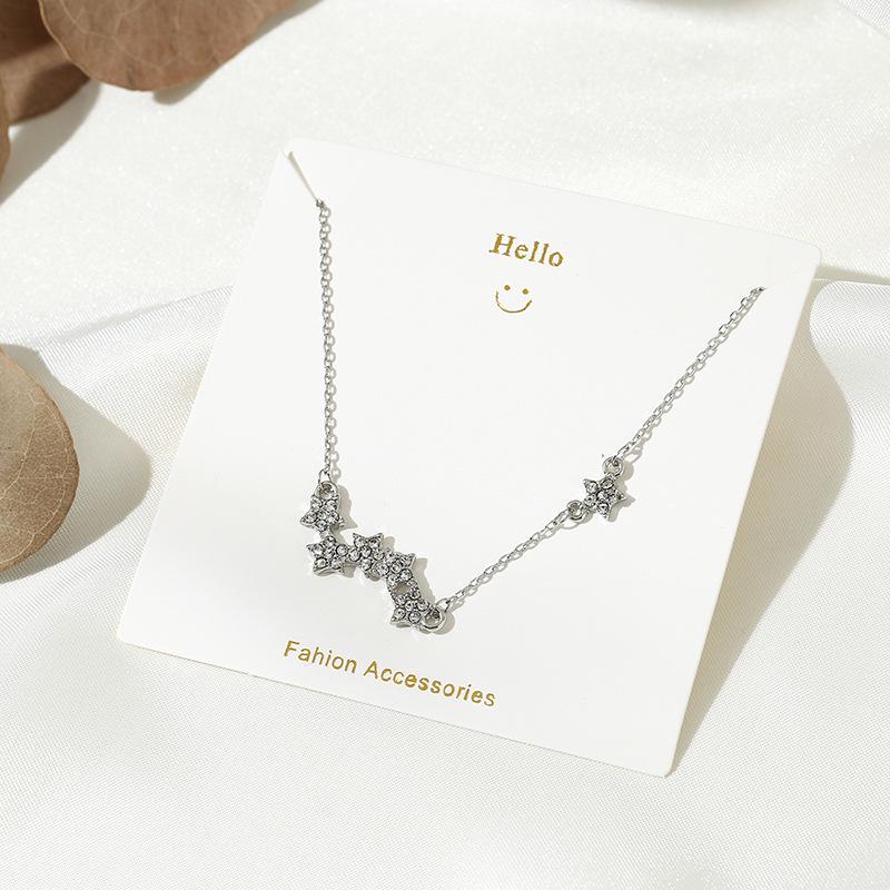 Dongdaemun Floral Pearl Diamond Star & Moon Antler Necklace for Women