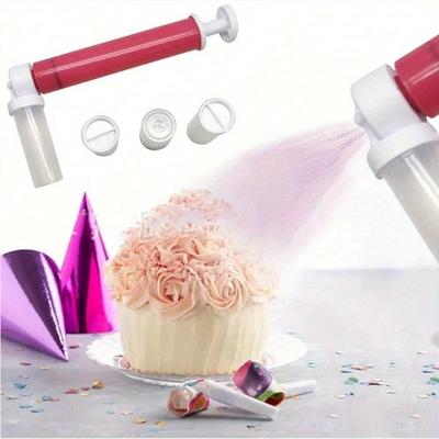 Manuelle Airbrush-Spritzpistole für Tortendekoration Backen Konditorei Kunst Enthält 4 Messröhrchen Ideal für die Kekseherstellung Küchenwerkzeug