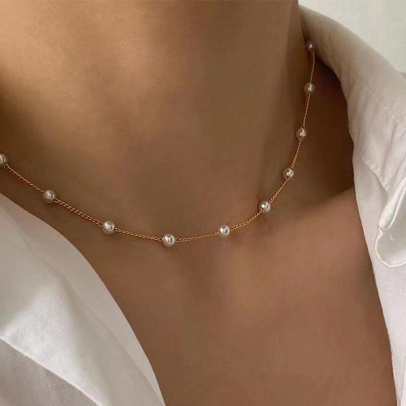 New 4mm Pearl Choker Clavicle Chain - Minimalist Pearl Necklace, European & American Style