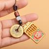 Sand Gold Unicorn Blessing Keychain: Fortune Abacus Pendant - Chinese Style Jewelry for Men and Women