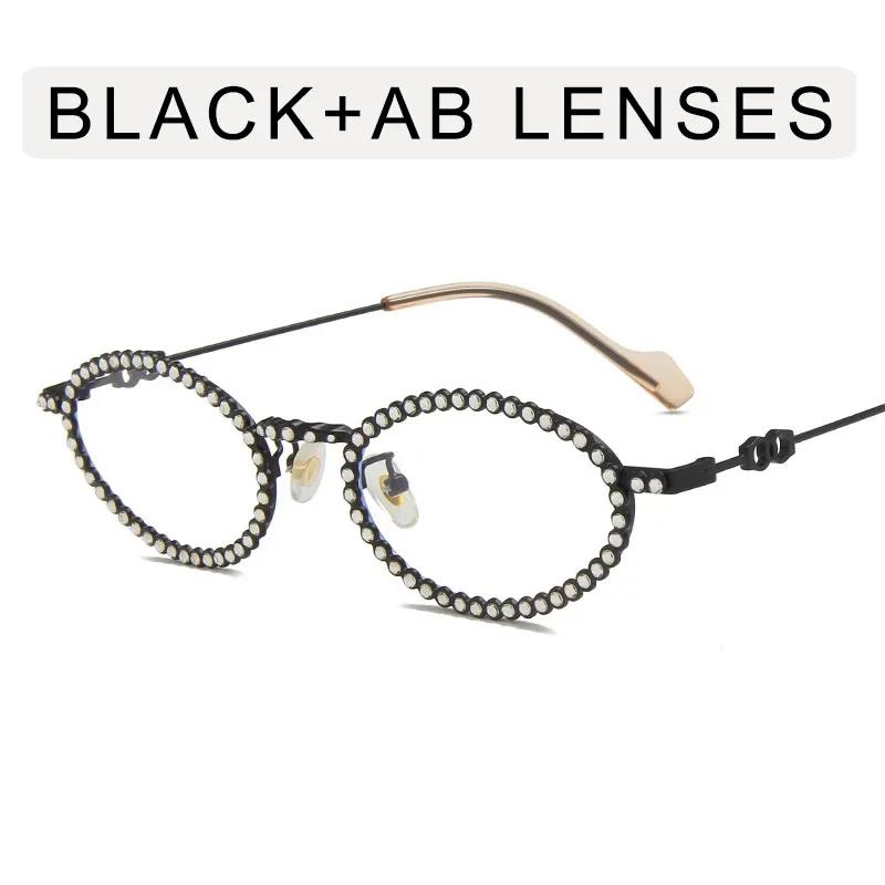 

Vintage Full Crystal Anti-blue Light Eyeglasses for Women New Alloy Small Oval Rhinestone Shiny Clear Glasses Frame Sunglasses