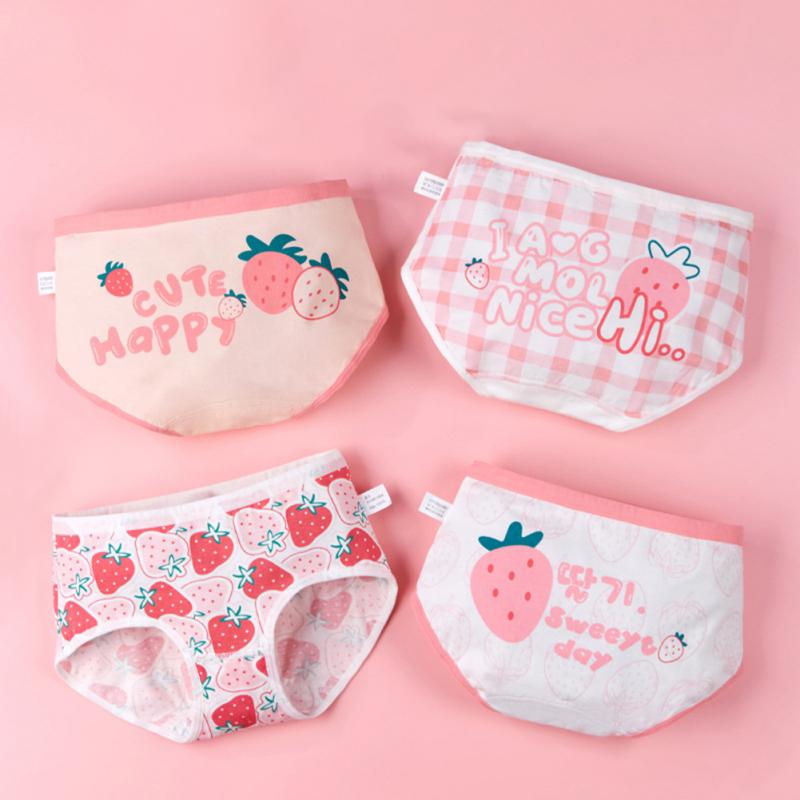 4pcs Girls' Panties Cotton Kids Briefs Underpants Children's Underwear