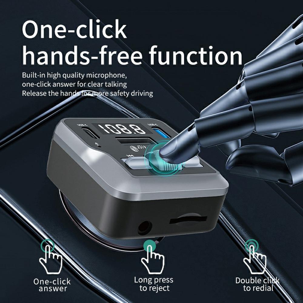 C66 Multifunctional Car Charger FM Transmitter Bluetooth-compatible Player Adapter with Remote Control