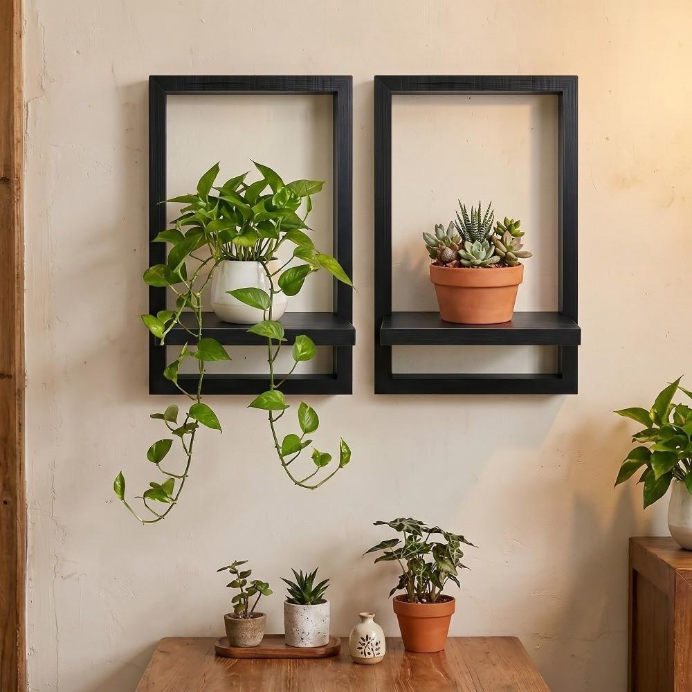 Wooden Wall Plant Shelf Strong Load-bearing Indoor Plant Stand Plant Display Rack Bedroom