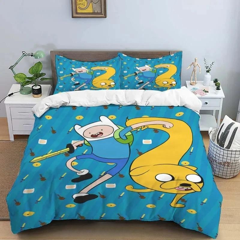 Premium Cartoon Adventure Time Finn And Jake Duvet Cover Comforter Bed Single Twin Full Queen Size 3D Youth Girl Boys Gift