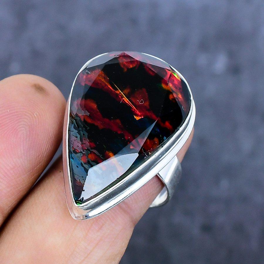 Ammolite Gemstone 925 Sterling Silver Jewelry Ring Size 8.5