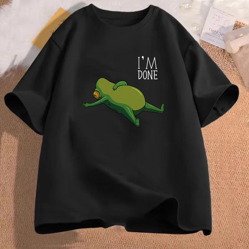 

Men Clothing Frog Graphic Print T-shirts Summer Casual Fashion Short Sleeve Tops Oversize Streetwear Harajuku O-Neck T-shirt XS чёрный