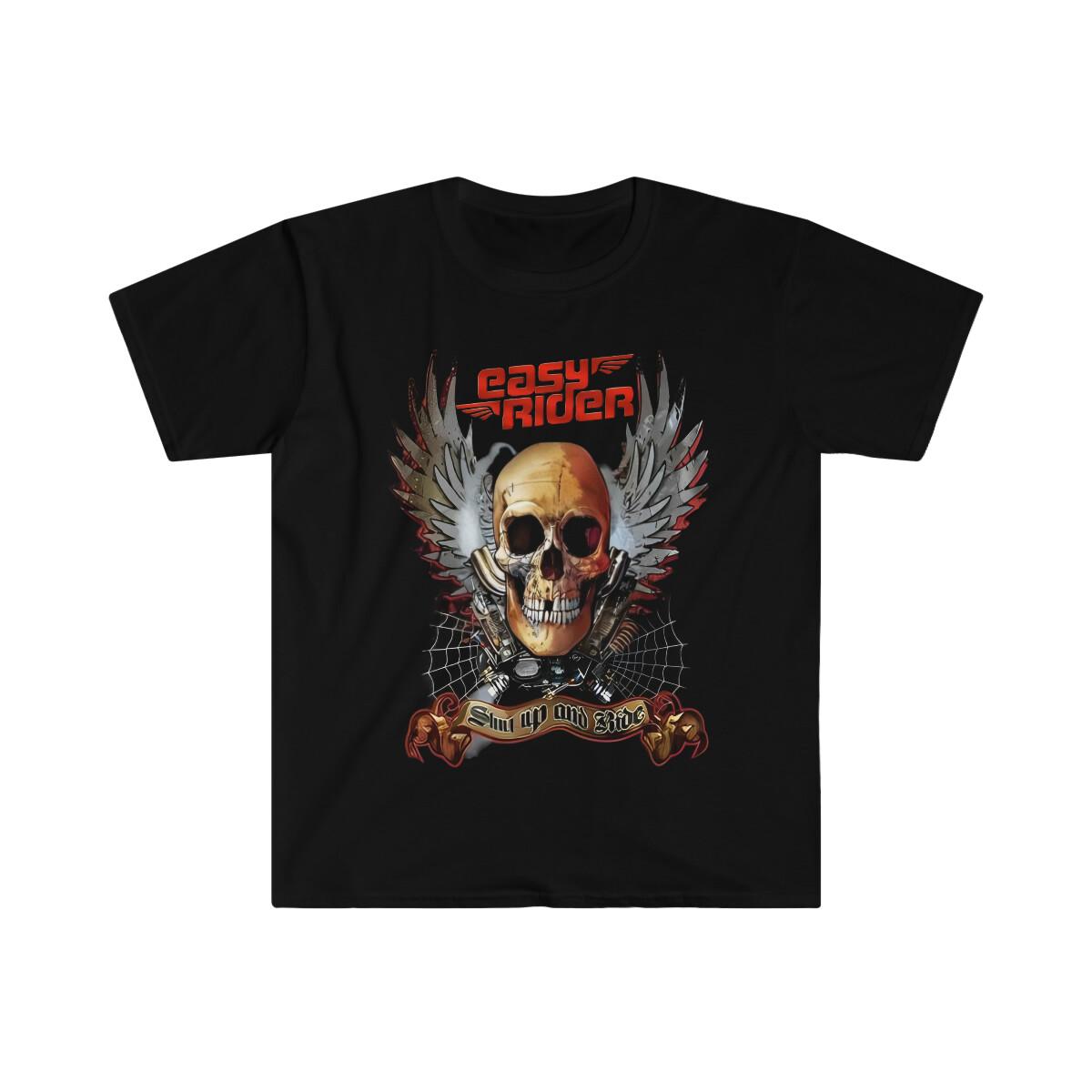 Unisex Soft Cotton Biker T-Shirt Mens Womens Tees Top. Easy Rider. Skull With Wings M
