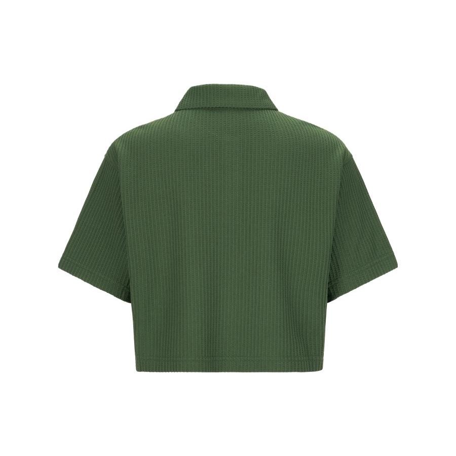 Reebok Beats Polo Series Solid Color Short Knit Breathable Loose Short Sleeve Polo Shirt Women Tops Green 23RCS420WGL2