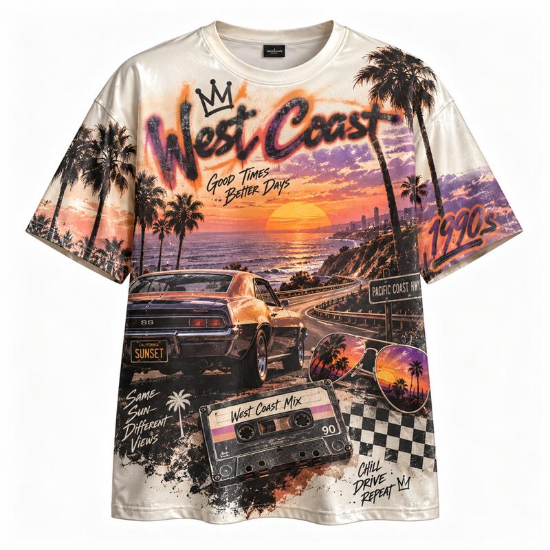 Retro Graphic T Shirt Men Women Hip Hop Gaming Anime Alien Shark Candy Car Print Short Sleeve Streetwear Casual Summer Tee