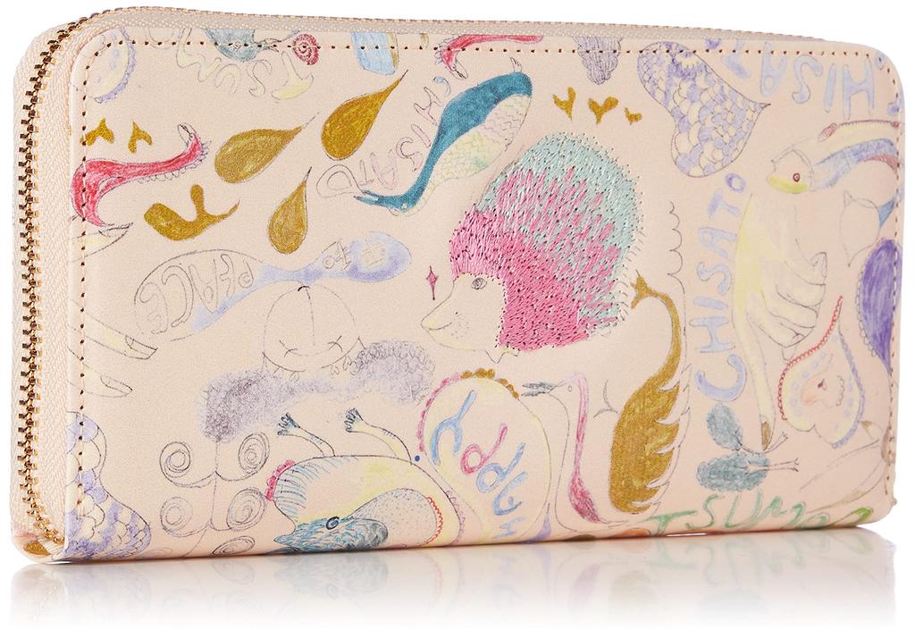 Tsumori Chisato Happy Stuff Long Wallet, Beige, Round Zipper, with Billfold