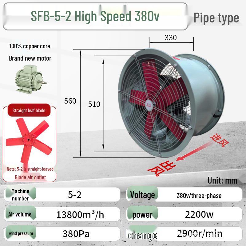 Zhejiang Yishen Oil & Moisture-Proof High-Temperature Axial Ventilation Fan for Industrial Kitchens, 220V/380V.
