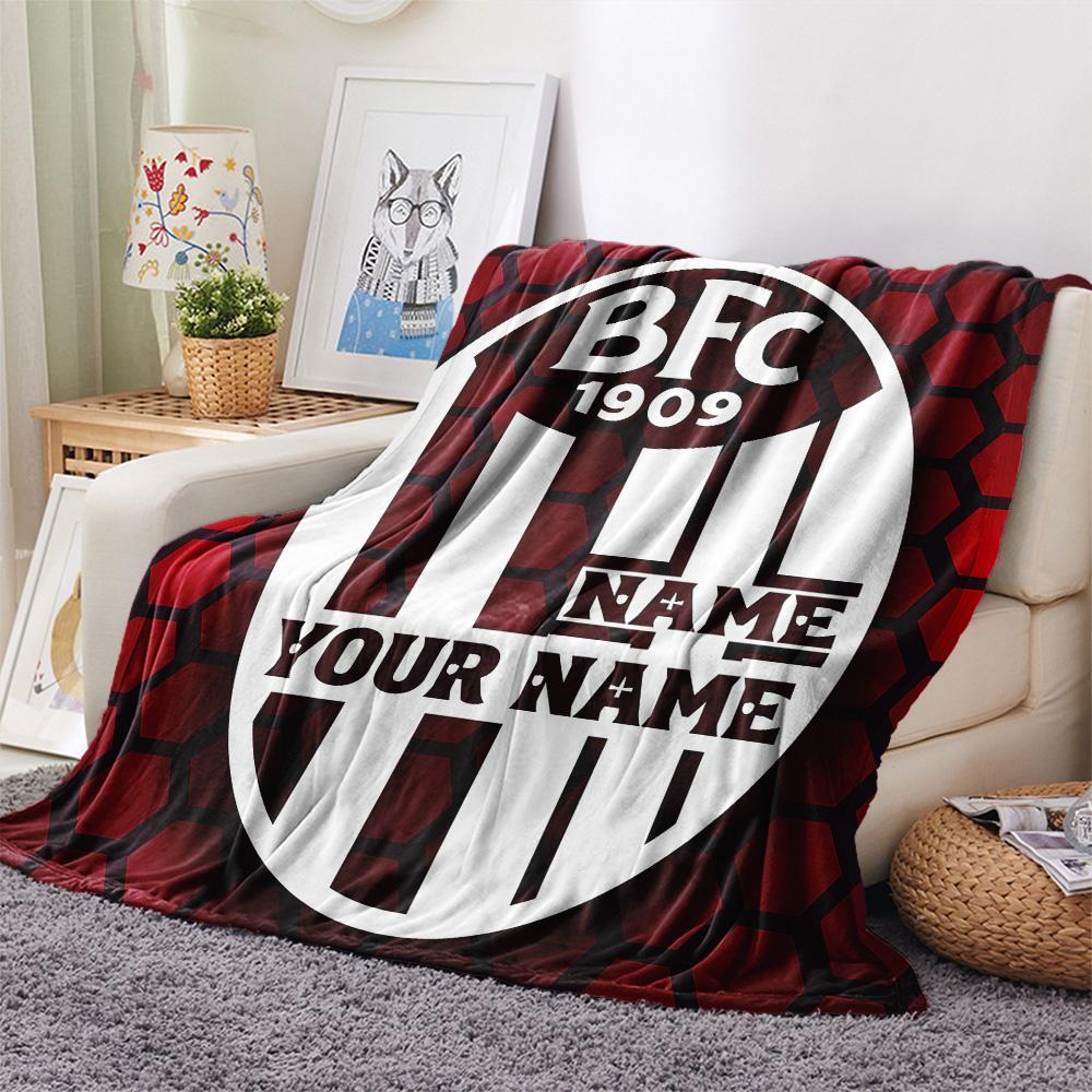 1PC Bologna Fc Custom Name Patterned Flannel Blanket Suitable For All Seasons For Home Decor Warmth And Comfort Gifts Holiday Present