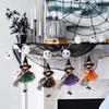 Halloween Witch Doll Hangable Kitchen Decor with Broom Ornament Spooky Witch Figurine for Halloween Party Home Decorations