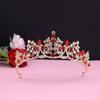 A Super Fairy-like New Princess Sweet Bride Crown Red Headwear Crystal Toasting Dress and Hair Accessory