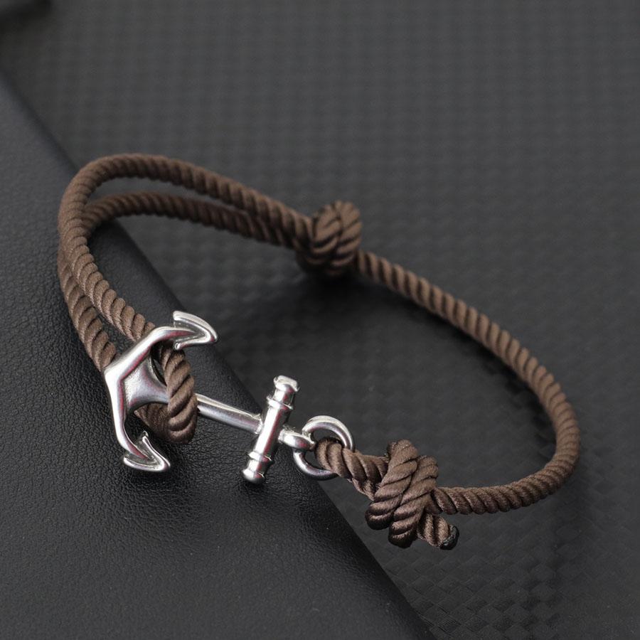 

Marine Style Anchor Bracelet For Men Handmade Adjustable Grade A String Braslet Beach Surfing Wrap Braclet Cycling Accessories Adjustable світло-коричневого кольору